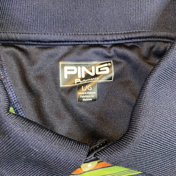 Ping Performance Golf Polo Green Orange Blue Stripes Large L - Picture 5 of 7